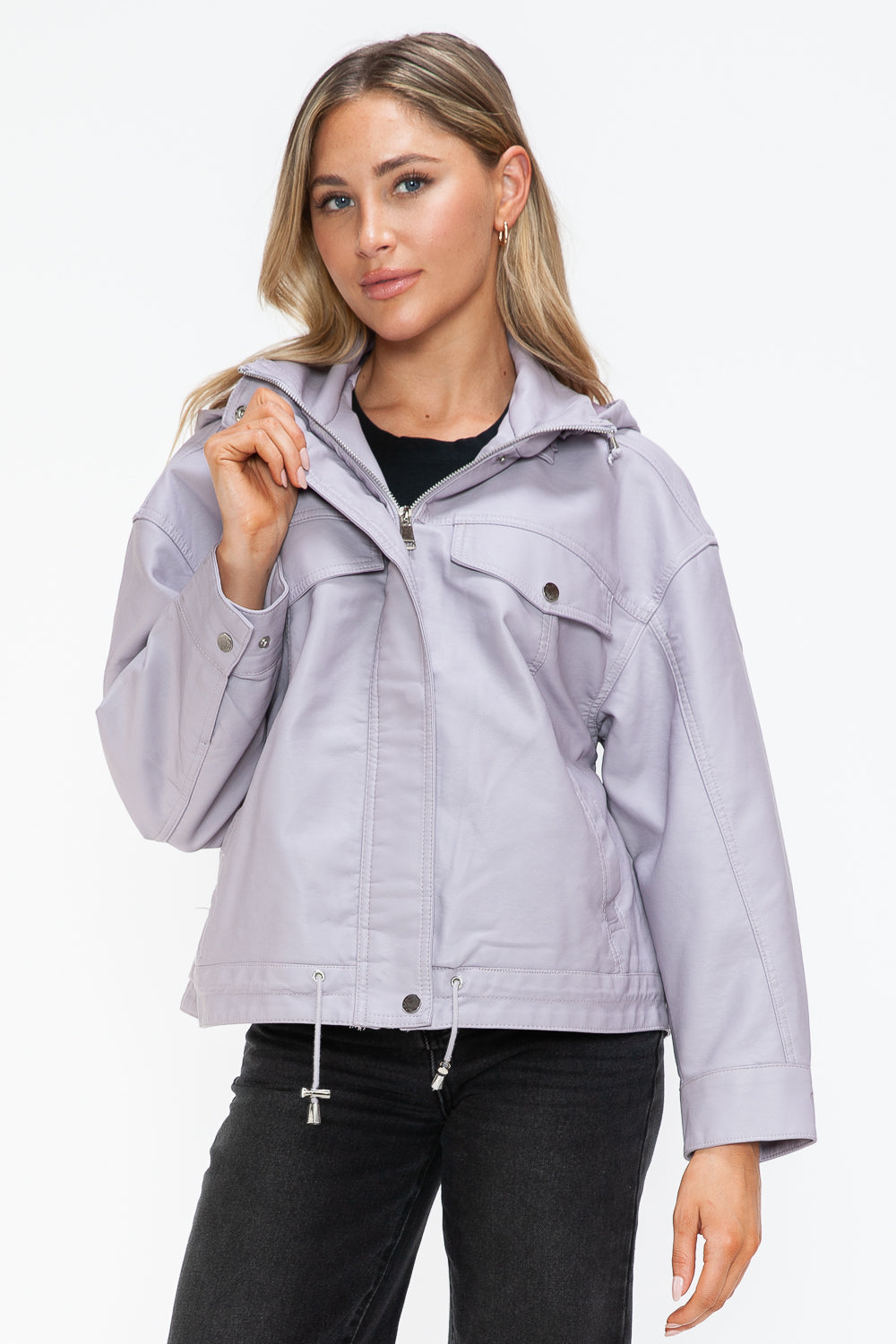 How Dare U Drawstring Hem PU Leather Zip Up Jacket Apparel Featured How Dare U Ship from USA Tiktok Trendsi USA USPS Walmart Trendsi https://www.cyberehub.com