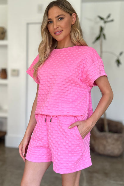 Double Take Full Size Texture T-Shirt and Shorts Set Tops/Jackets/Sweaters Clothing Tops Double Take Ship from USA TikTok Trendsi USPS Walmart Trendsi https://www.cyberehub.com