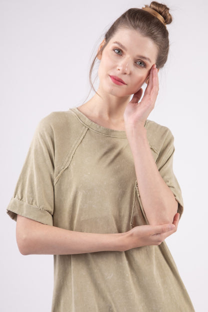 VERY J Washed Round Neck Mini Tee Dress Apparel/Dress Dress Ship from USA TikTok Trendsi USPS VERY J Walmart Walmart Apparel Trendsi https://www.cyberehub.com