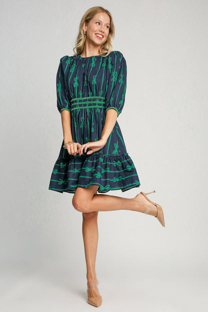 Umgee Ribbon Print Frill Contrast Velvet Trim Half Sleeve Dress Apparel Apparel Ship from USA TikTok Trendsi Umgee USA Trendsi https://www.cyberehub.com