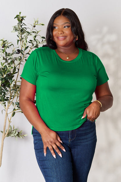 Basic Bae Full Size Round Neck Short Sleeve T-Shirt Apparel/Tops Basic Bae Ship from USA TikTok Tops Trendsi USPS Walmart Walmart Apparel Trendsi https://www.cyberehub.com