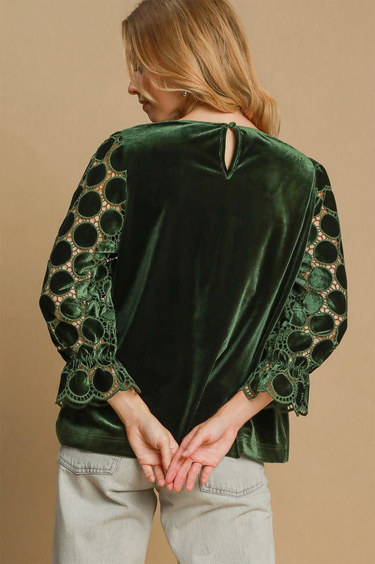 Umgee Polka Dot Lace Long Sleeve Round Neck Blouse Apparel Apparel Ship from USA TikTok Trendsi Umgee USA Trendsi https://www.cyberehub.com
