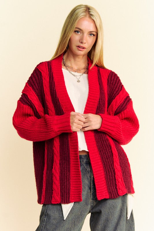 Davi & Dani Cable-Knit Color Block Open Front Cardigan Burgundy Tops/Jackets/Sweaters Clothing Tops Davi & Dani Ship from USA TikTok Trendsi USPS Walmart Trendsi https://www.cyberehub.com