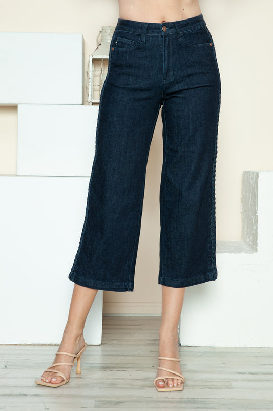 Judy Blue Full Size Side Seam Braid Detail Crop Wide Leg Jeans Bottoms Bottoms Clothing Judy Blue Pants Ship from USA Women Trendsi https://www.cyberehub.com