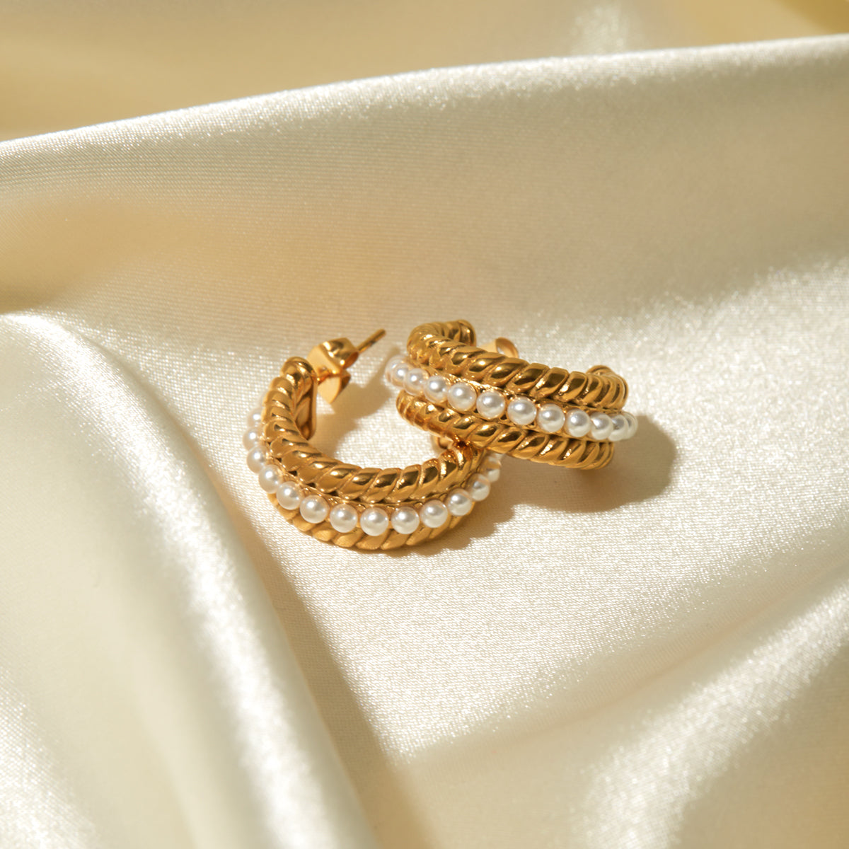 Stainless Steel Pearl C-Hoop Earrings Jack&Din Jewelry Ship from USA TikTok USA Trendsi https://www.cyberehub.com