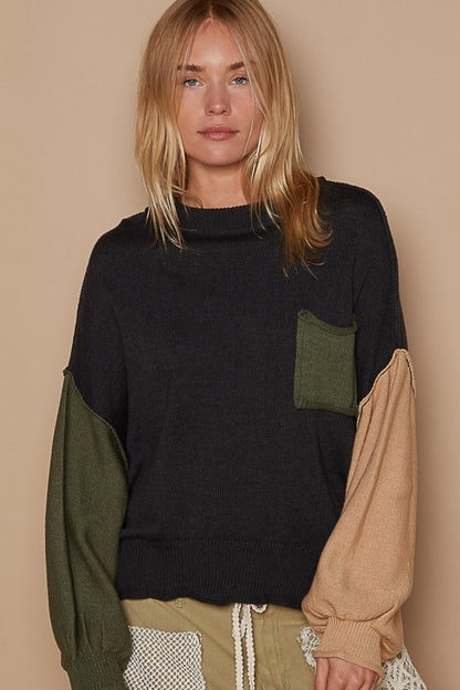 POL Color Block Roll Hem Hacci Sweater Tops/Jackets/Sweaters Clothing Tops POL Ship from USA TikTok Trendsi USPS Walmart Trendsi https://www.cyberehub.com