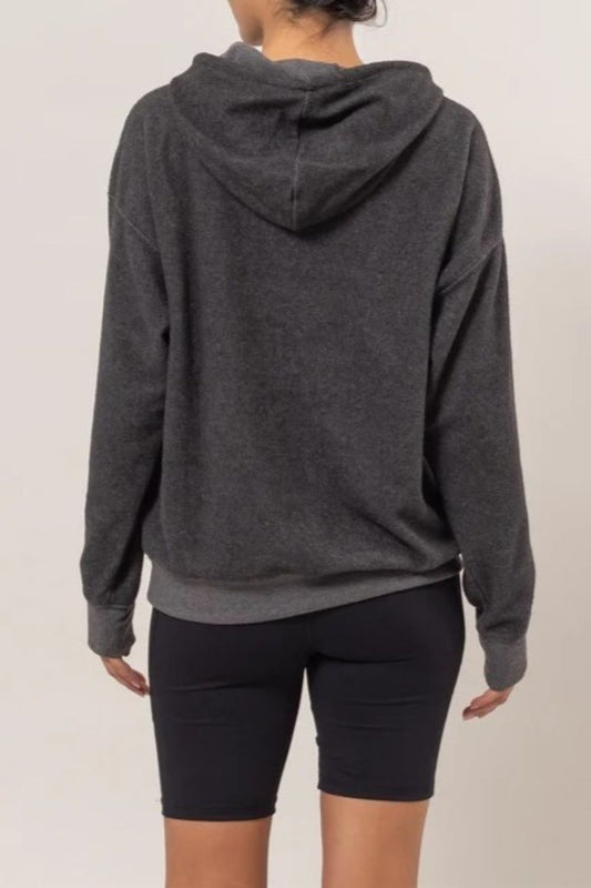 HYFVE Brushed Long Sleeve Hoodie with Kangaroo Pocket Apparel/Tops HYFVE Ship from USA TikTok Tops Trendsi USPS Walmart Walmart Apparel Trendsi https://www.cyberehub.com