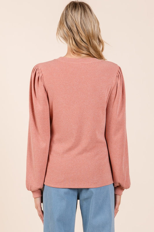 Mittoshop Round Neck Long Sleeve Rib Knit Top Shirt Apparel Clothing Tops Mittoshop Ship from USA Shirts USA Women Trendsi https://www.cyberehub.com