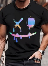 Men's Solid Color Printed Short-sleeved T-shirt Black Apparel/Shirt/Graphic Shirt SNULLO https://www.cyberehub.com