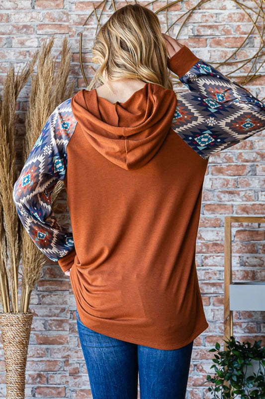 Heimish Full Size Half Button Printed Long Sleeve Hooded Top Tops/Jackets/Sweaters Clothing Tops Heimish Ship from USA TikTok Trendsi USPS Walmart Trendsi https://www.cyberehub.com