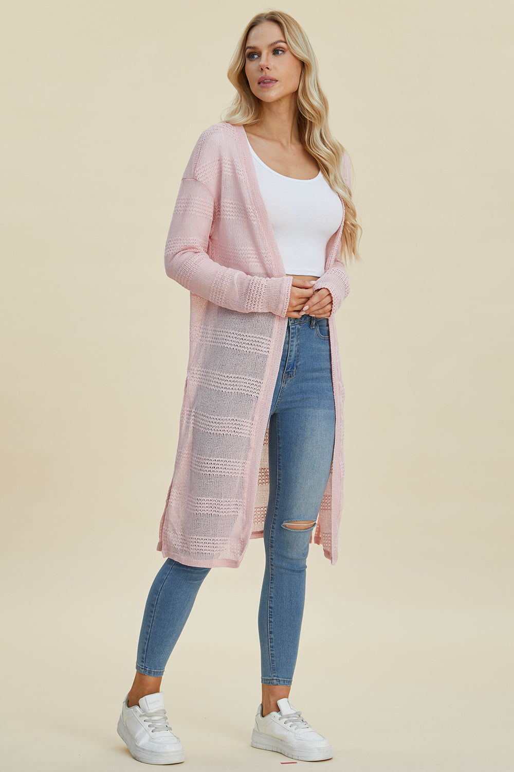 Double Take Full Size Open Front Longline Cardigan Shirt Apparel Clothing Tops Double Take Ship from USA Shirts USA Women Trendsi https://www.cyberehub.com