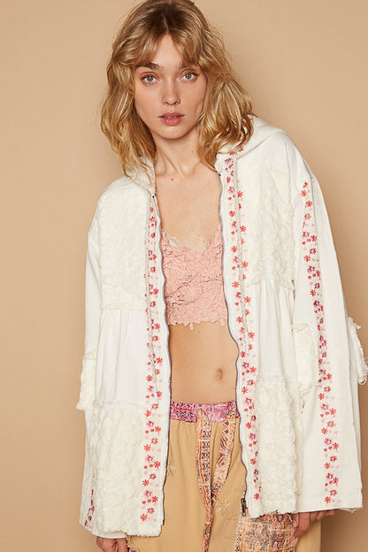 POL Embroidered Lace Patch Zip Up Hooded Jacket Apparel Apparel POL Ship from USA TikTok Trendsi Trendsi https://www.cyberehub.com