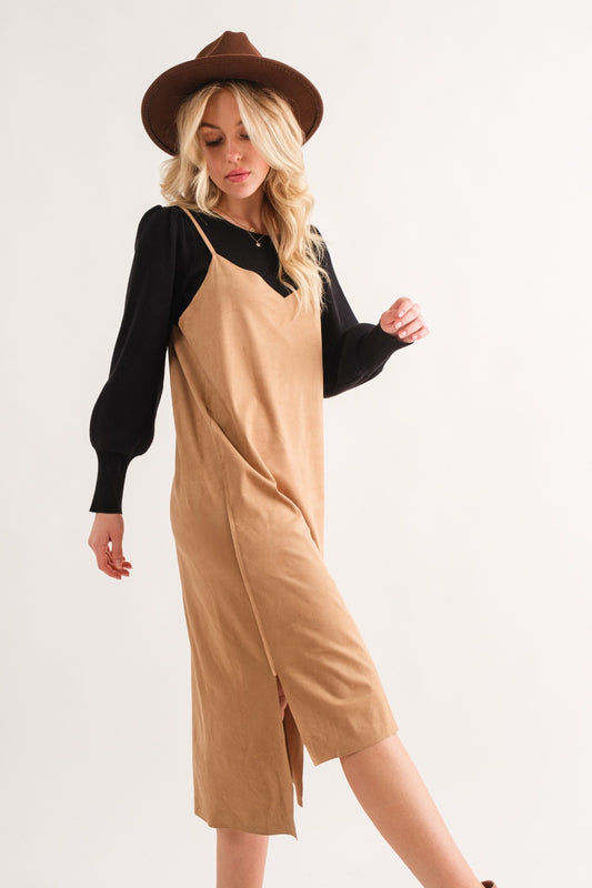 And The Why Faux Suede Cut Edge Slit Cami Midi Dress Apparel/Dress And The Why Dress Ship from USA TikTok Trendsi USPS Walmart Walmart Apparel Trendsi https://www.cyberehub.com