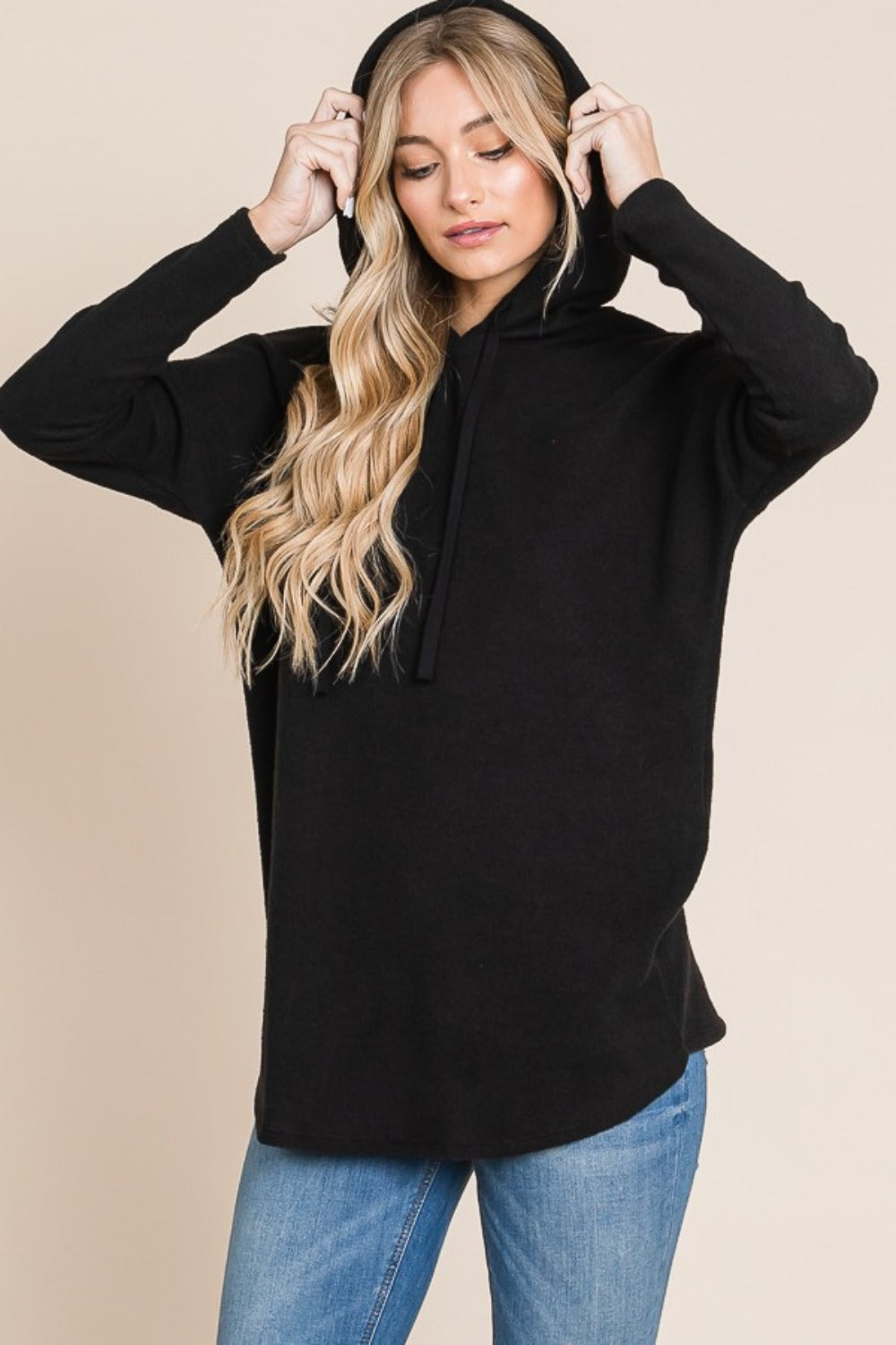 BOMBOM Contrast Drawstring Drop Shoulder Knit Hoodie Tops/Jackets/Sweaters BOMBOM Clothing Tops Ship from USA TikTok Trendsi USPS Walmart Trendsi https://www.cyberehub.com