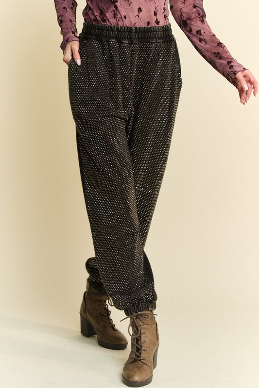 Davi & Dani Rhinestone Elastic Waist Joggers Apparel Apparel Davi & Dani Ship from USA TikTok Trendsi Trendsi https://www.cyberehub.com