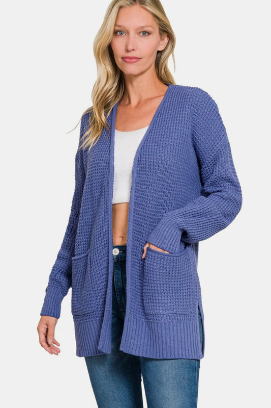 Zenana Waffle Open Front Sweater Cardigan Marlin Shirt Apparel Clothing Tops Ship from USA Shirts USA Women Zenana Trendsi https://www.cyberehub.com