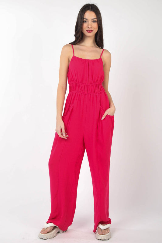 VERY J Pintuck Detail Woven Sleeveless Jumpsuit Hot Pink Apparel/Tops Ship from USA TikTok Tops Trendsi USPS VERY J Walmart Walmart Apparel Trendsi https://www.cyberehub.com