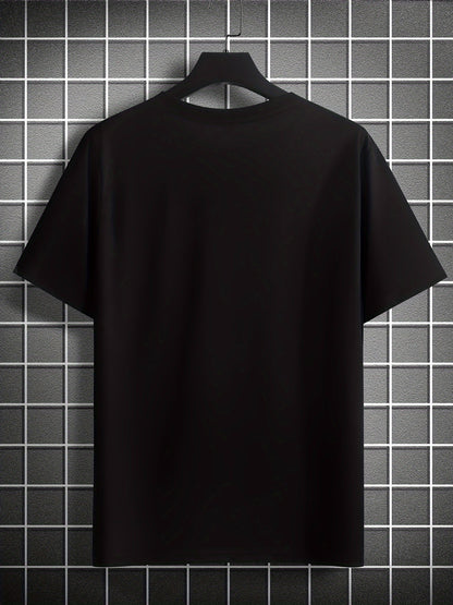 Rose Pattern T-shirt, Summer Men's Casual Street Style Elastic Round Neck T-shirt Apparel/Shirt/Graphic Shirt SNULLO https://www.cyberehub.com