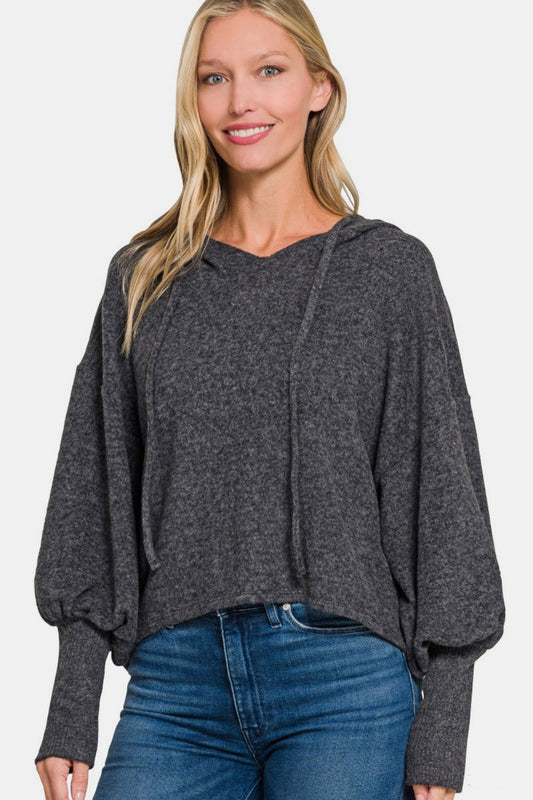 Zenana Brushed Hacci Drop Shoulder Cropped Hoodie Black Shirt Apparel Clothing Tops price-change-job-active Ship from USA Shirts USA Women Zenana Trendsi https://www.cyberehub.com