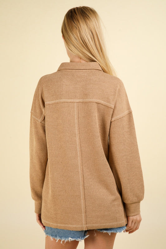 VERY J Collared Half Button Knit Top with Pockets Shirt Apparel Clothing Tops price-change-job-active Ship from USA Shirts USA VERY J Women Trendsi https://www.cyberehub.com