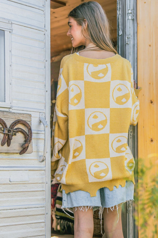 And The Why Checkerboard Sweater with Yin Yang Pattern Shirt And The Why Apparel Clothing Tops Ship from USA Shirts USA Women Trendsi https://www.cyberehub.com