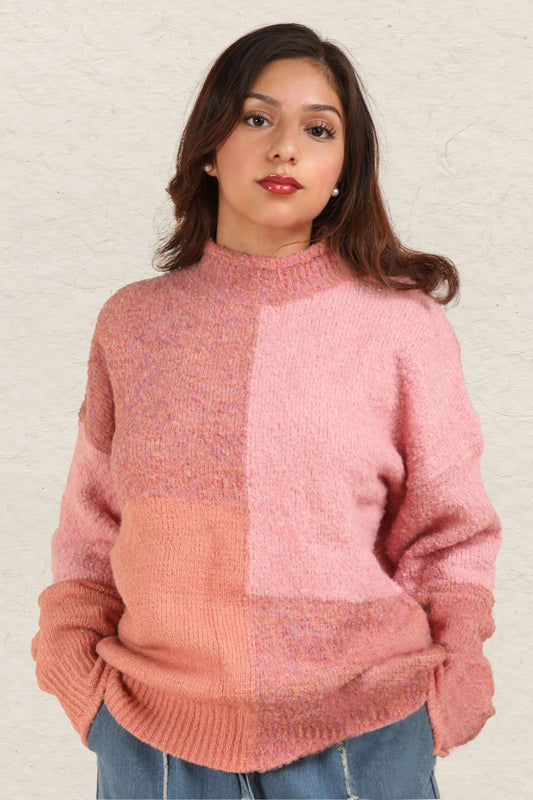 VERY J Color Block Mock Neck Drop Shoulder Sweater Pink Shirt Apparel Clothing Tops price-change-job-active Ship from USA Shirts USA VERY J Women Trendsi https://www.cyberehub.com