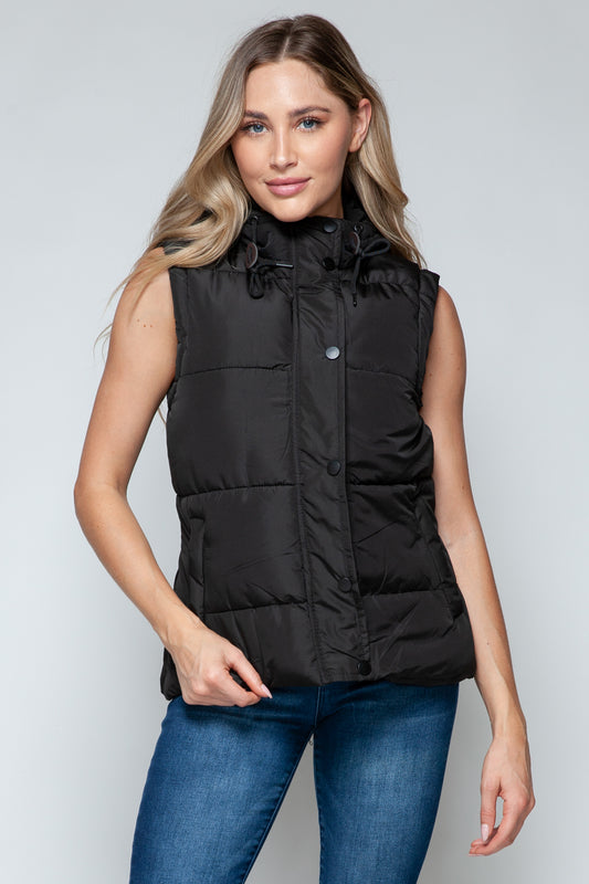 Snobbish Snap and Zip Closure Hooded Vest Midnight Black Shirt Apparel Clothing Tops price-change-job-active Ship from USA Shirts Snobbish USA Women Trendsi https://www.cyberehub.com