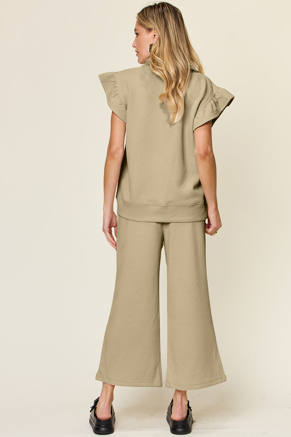 Double Take Texture Ruffle Short Sleeve Top and Drawstring Wide Leg Pants Set Apparel/Tops Double Take Ship from USA TikTok Tops Trendsi USPS Walmart Walmart Apparel Trendsi https://www.cyberehub.com