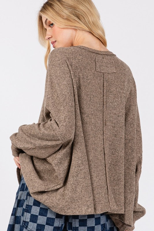 SAGE + FIG Round Neck Batwing Sleeve Oversize Top Apparel Apparel SAGE+FIG Ship from USA TikTok Trendsi Trendsi https://www.cyberehub.com