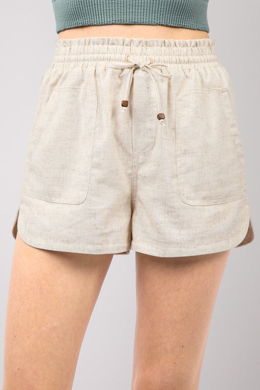 VERY J Drawstring Elastic Waist Linen Shorts Oatmeal Bottoms Bottoms Clothing Ship from USA VERY J Women Trendsi https://www.cyberehub.com