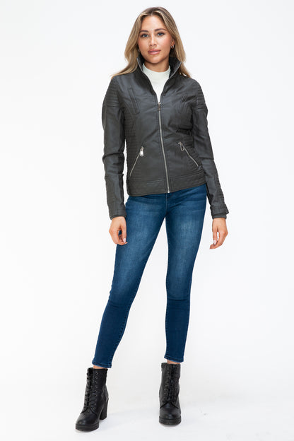 YMI Faux Layered Double-Zipper Jacket with Fuzzy Hood Tops/Jackets/Sweaters Clothing Tops Ship from USA TikTok Trendsi USPS Walmart YMI outerwear Trendsi https://www.cyberehub.com