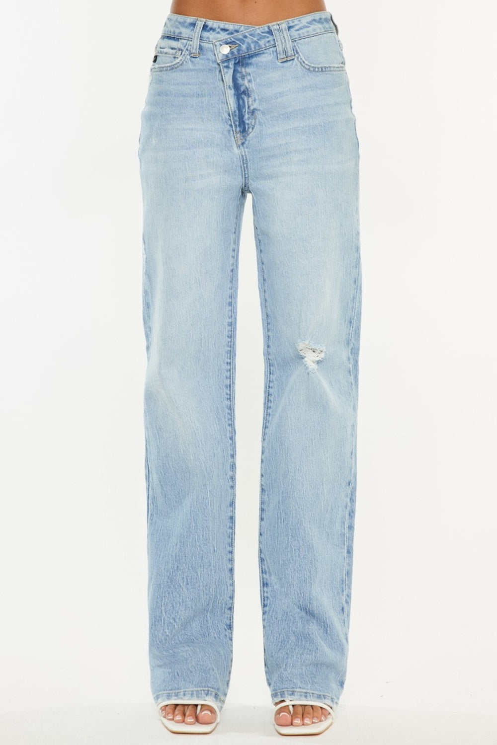 Kancan Distressed High Waist Straight Jeans Bottoms Bottoms Clothing Kancan Ship from USA Women Trendsi https://www.cyberehub.com