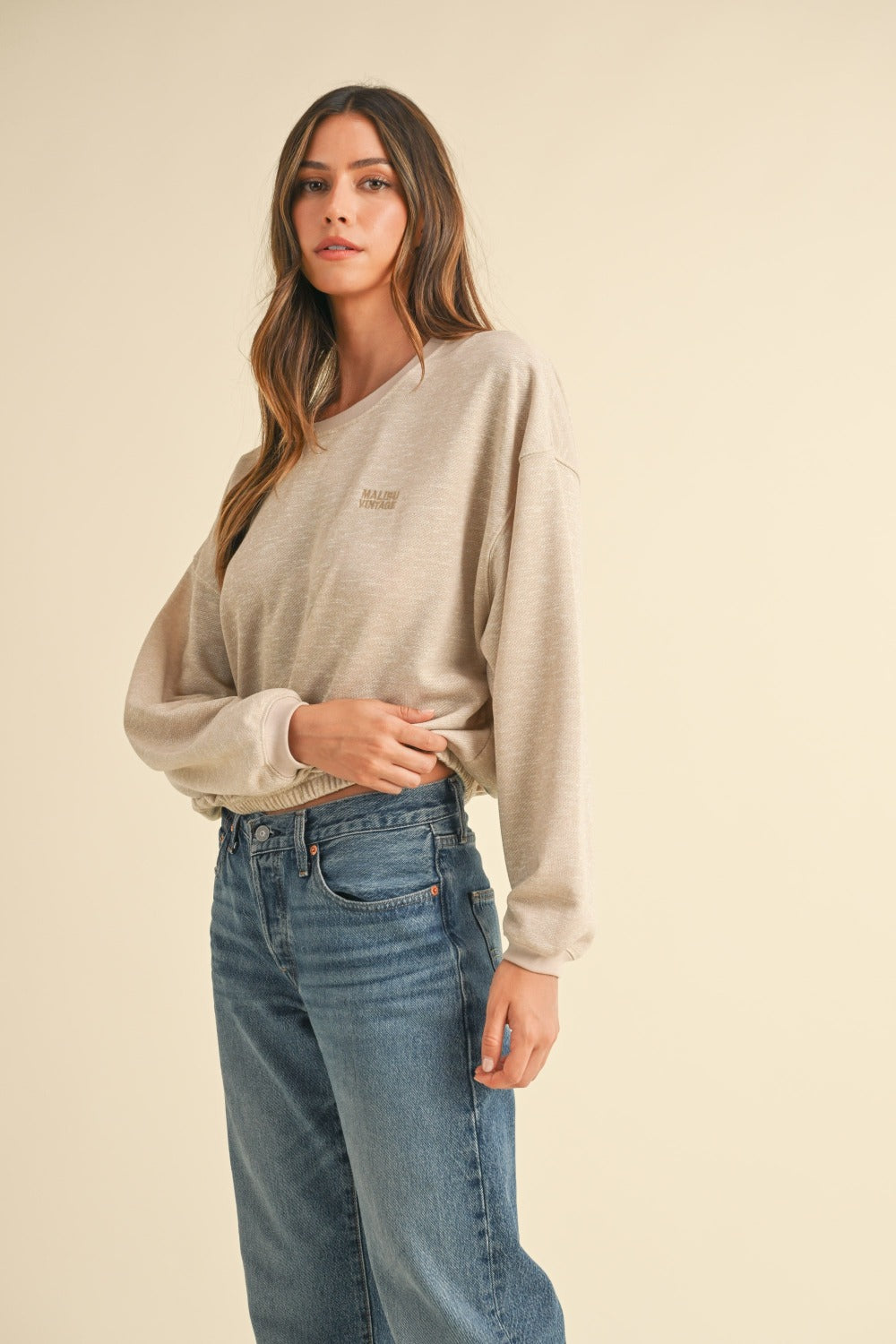 Mable Round Neck Letter Embroidery Crop Sweatshirt Tops/Jackets/Sweaters Clothing Tops MABLE Ship from USA TikTok Trendsi USPS Walmart Trendsi https://www.cyberehub.com