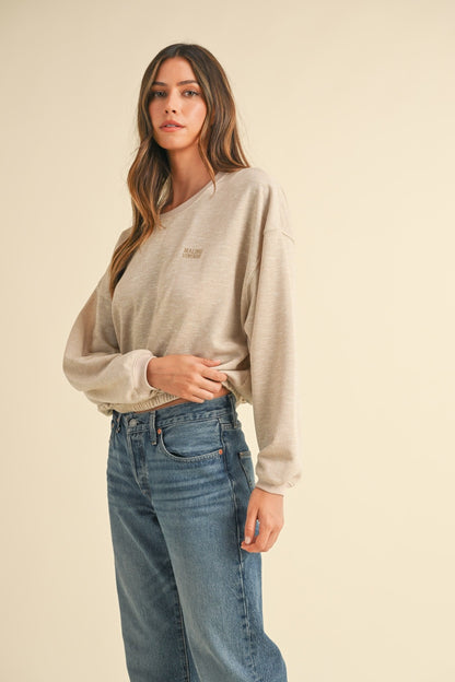 Mable Round Neck Letter Embroidery Crop Sweatshirt Tops/Jackets/Sweaters Clothing Tops MABLE Ship from USA TikTok Trendsi USPS Walmart Trendsi https://www.cyberehub.com