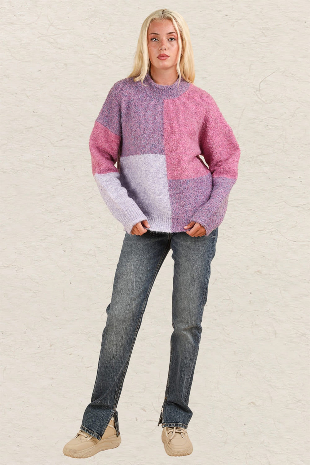 VERY J Color Block Mock Neck Drop Shoulder Sweater Shirt Apparel Clothing Tops price-change-job-active Ship from USA Shirts USA VERY J Women Trendsi https://www.cyberehub.com
