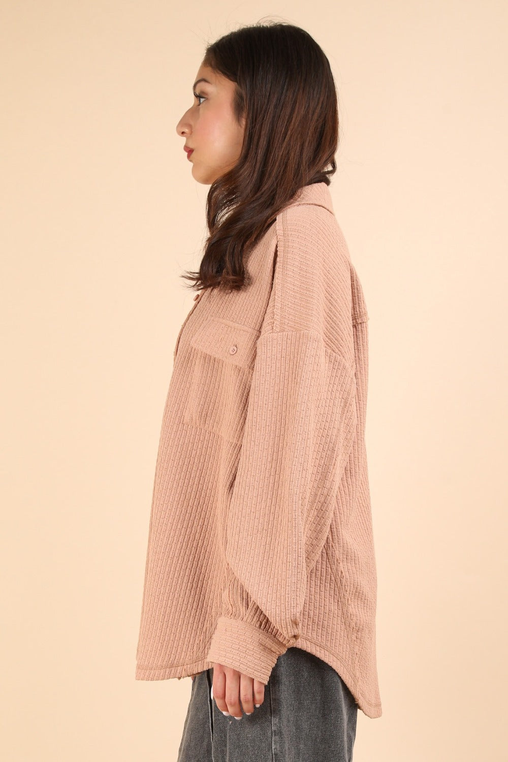 VERY J Button Down Textured Knit Shacket Shirt Apparel Clothing Tops Ship from USA Shirts USA VERY J Women Trendsi https://www.cyberehub.com