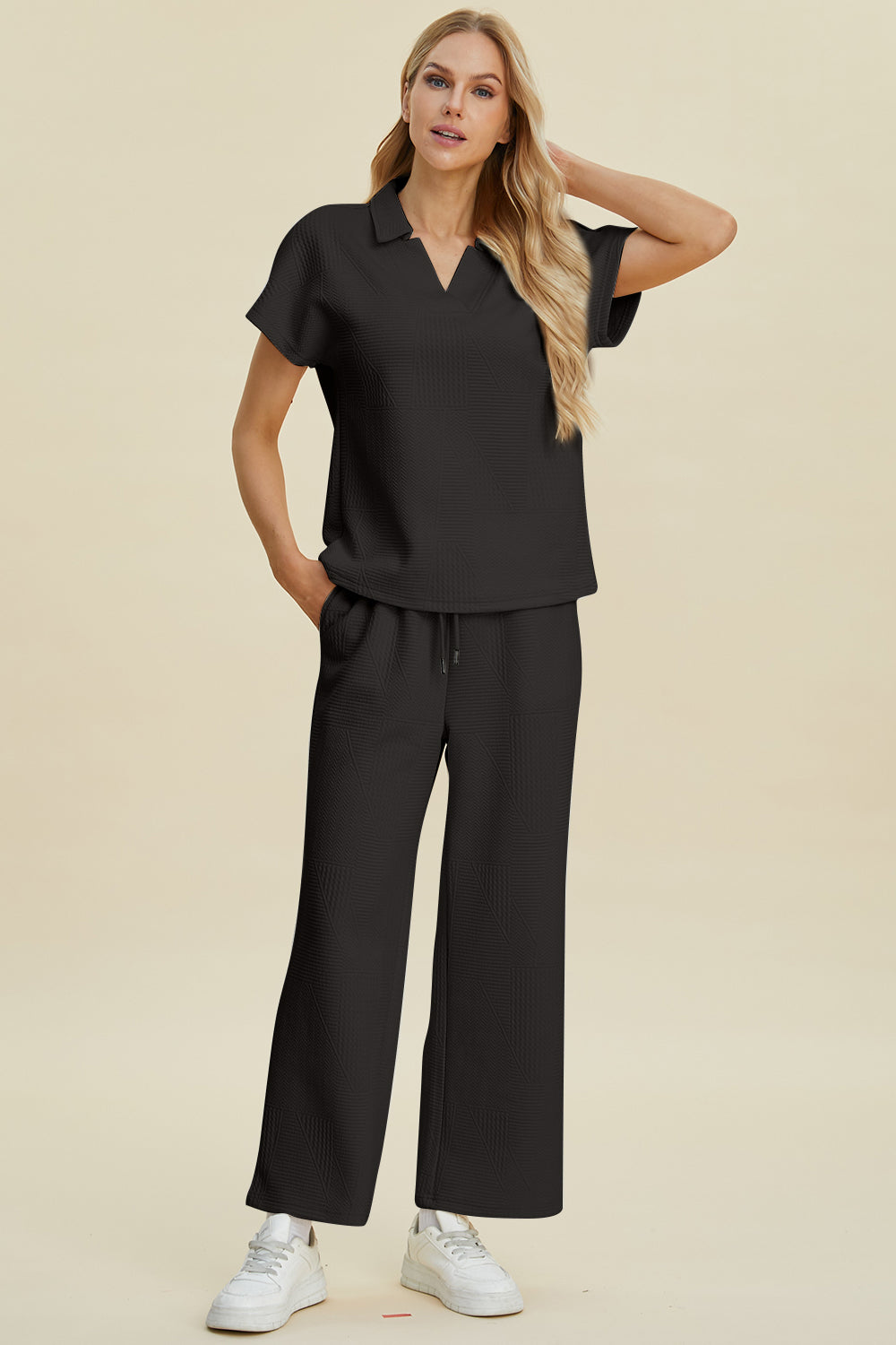 Double Take Full Size Collared Neck Short Sleeve Top and Pants Set Tops/Jackets/Sweaters Clothing Tops Double Take Ship from USA TikTok Trendsi USPS Walmart Trendsi https://www.cyberehub.com
