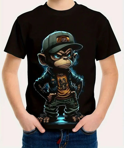 Men's Printed Short-sleeved T-shirt Black Apparel/Shirt/Graphic Shirt SNULLO https://www.cyberehub.com