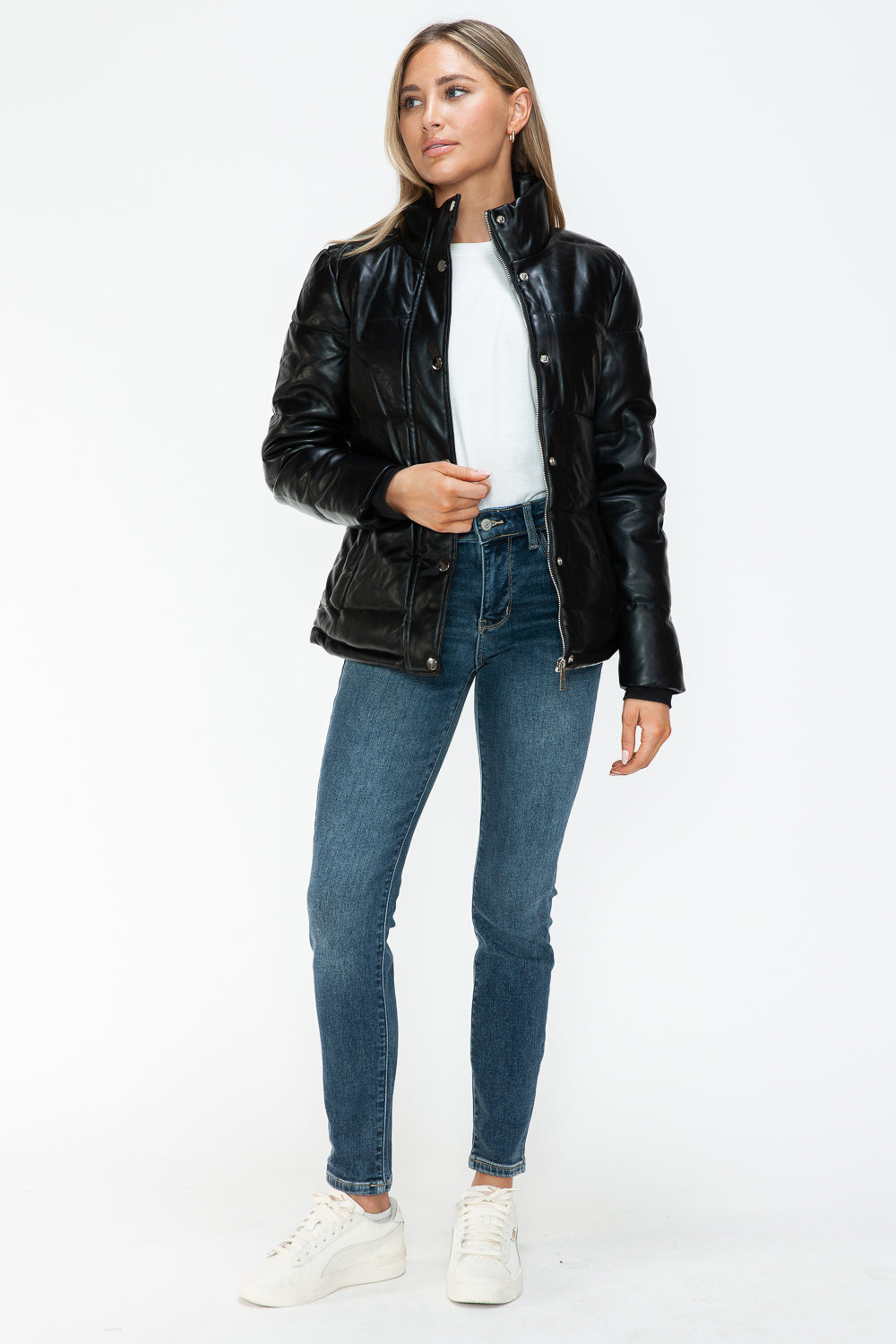 YMI Pocketed Zip Up Turtleneck Puffer Jacket Tops/Jackets/Sweaters Clothing Tops Ship from USA TikTok Trendsi USPS Walmart YMI outerwear Trendsi https://www.cyberehub.com