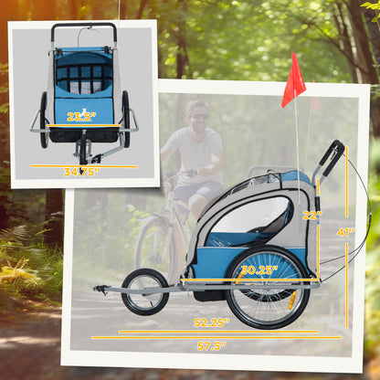 Aosom Elite Three-Wheel Bike Trailer for Kids Bicycle Cart for Two Children with 2 Security Harnesses & Storage, Blue Car Giga GNJ Toys Walmart Giga https://www.cyberehub.com