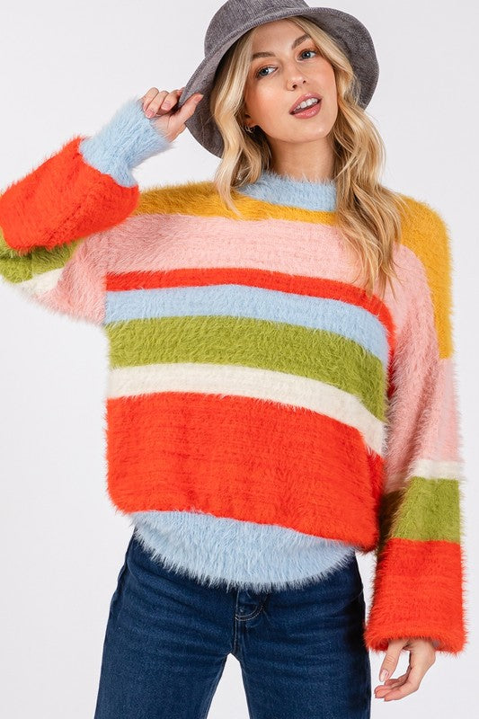 SAGE + FIG Color Block Round Neck Dropped Shoulder Sweater Apparel Apparel SAGE+FIG Ship from USA TikTok Trendsi Trendsi https://www.cyberehub.com