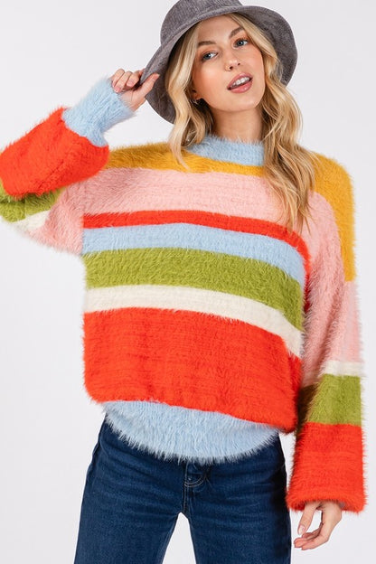 SAGE + FIG Color Block Round Neck Dropped Shoulder Sweater Apparel Apparel SAGE+FIG Ship from USA TikTok Trendsi Trendsi https://www.cyberehub.com