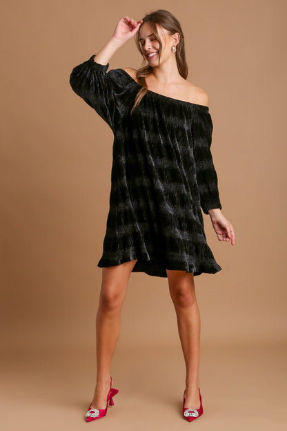 Umgee Off-Shoulder Balloon Sleeve Velvet Mini Dress Apparel Apparel Ship from USA TikTok Trendsi Umgee USA Trendsi https://www.cyberehub.com