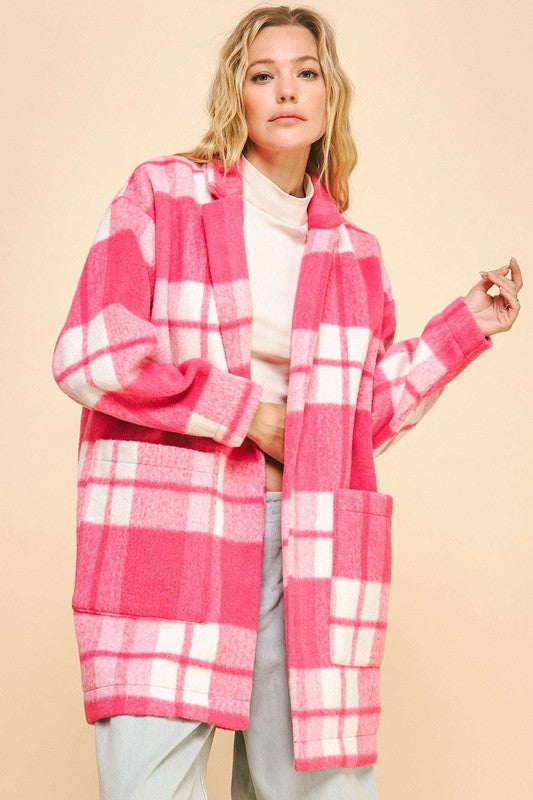 Davi & Dani Plaid Open Front Drop Shoulder Longline Coat Apparel Davi & Dani Featured Ship from USA Tiktok Trendsi USA USPS Walmart Trendsi https://www.cyberehub.com