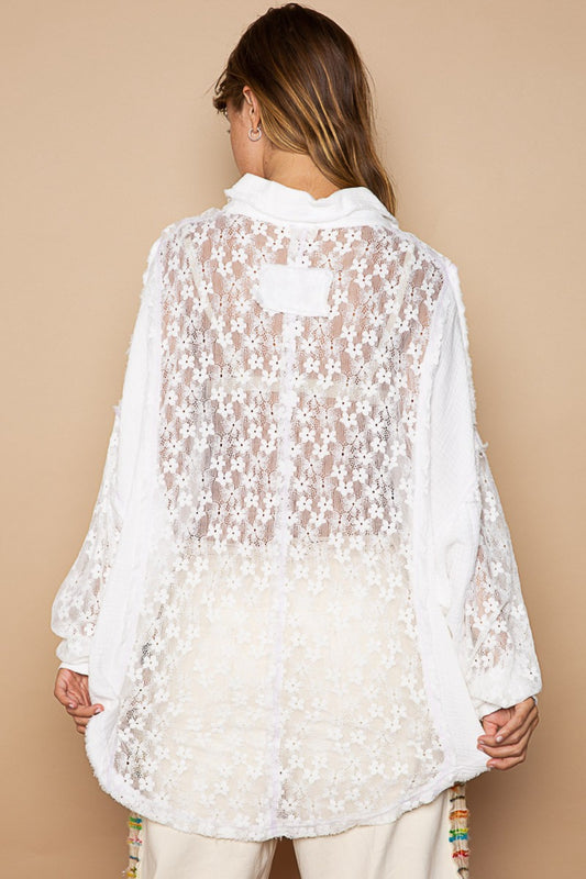 POL Oversize Lace Button-Down Shirt Apparel/Tops POL Ship from USA TikTok Tops Trendsi USPS Walmart Walmart Apparel Trendsi https://www.cyberehub.com