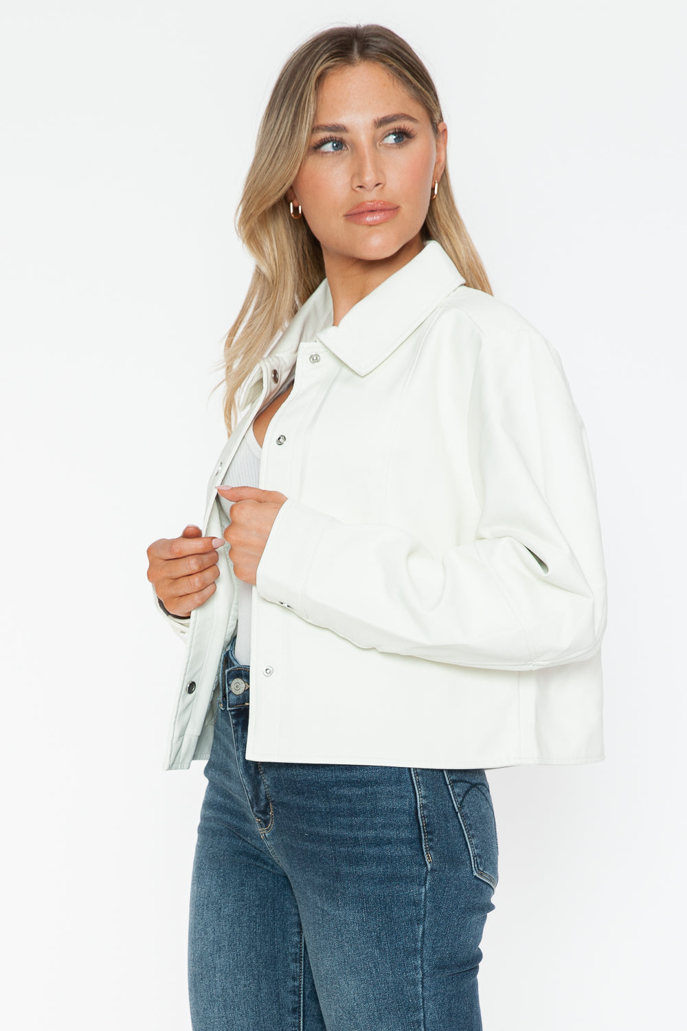 Snobbish Snap Down Long Sleeve PU Leather Jacket Tops/Jackets/Sweaters Clothing Tops Ship from USA Snobbish TikTok Trendsi USPS Walmart Trendsi https://www.cyberehub.com