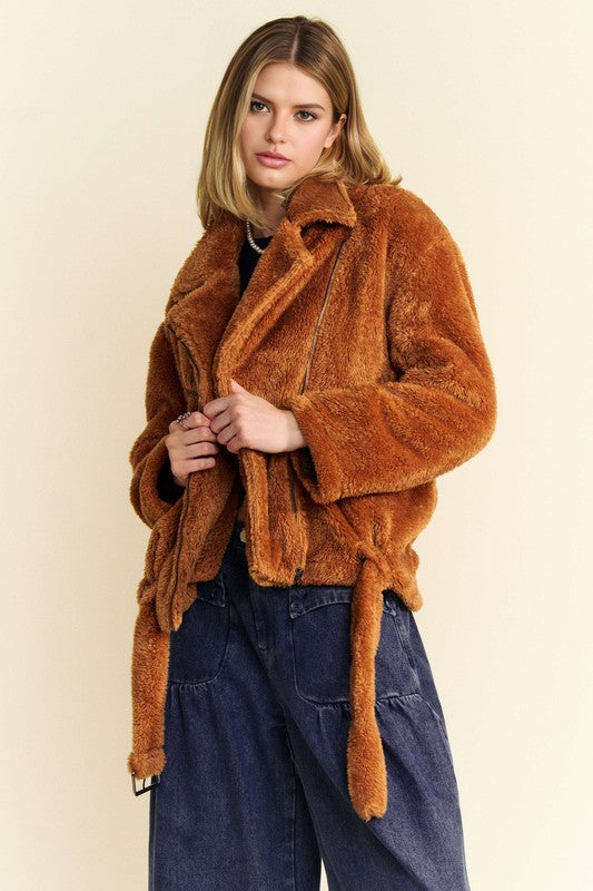 Davi & Dani Fuzzy Zip Up Collared Neck Jacket Apparel Apparel Davi & Dani Ship from USA TikTok Trendsi Trendsi https://www.cyberehub.com
