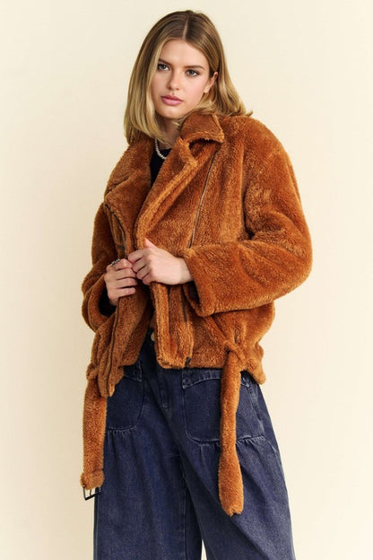 Davi & Dani Fuzzy Zip Up Collared Neck Jacket Apparel Apparel Davi & Dani Ship from USA TikTok Trendsi Trendsi https://www.cyberehub.com