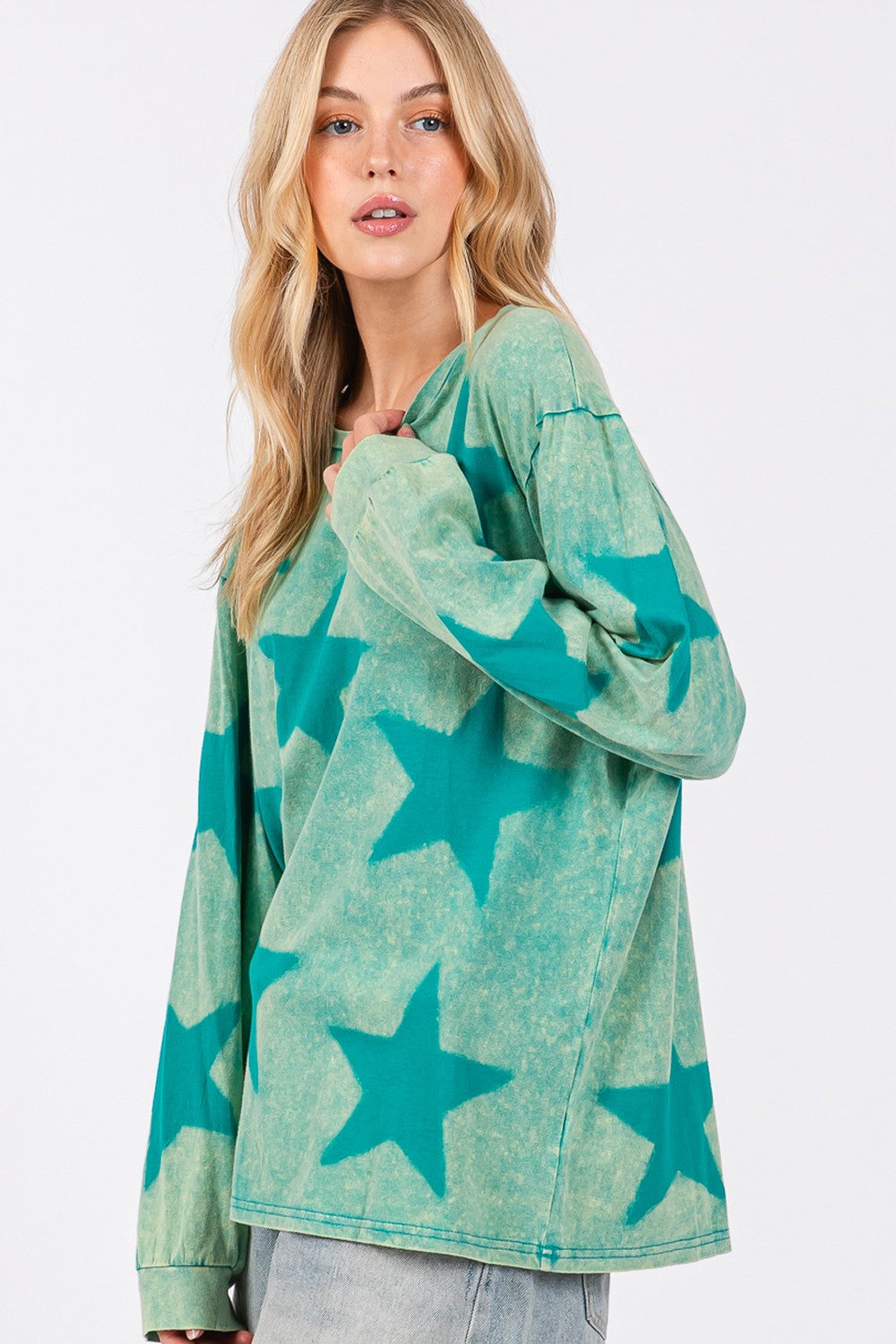 SAGE + FIG Mineral Wash Star Pattern T-Shirt Apparel/Tops SAGE+FIG Ship from USA TikTok Tops Trendsi USPS Walmart Walmart Apparel Trendsi https://www.cyberehub.com