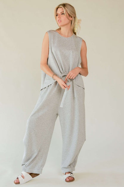 Davi & Dani Drawstring Hem Round Neck Tank and Pants Set HEATHER GREY Apparel Apparel Davi & Dani Ship from USA TikTok Trendsi Trendsi https://www.cyberehub.com
